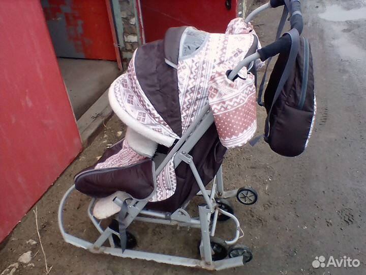 Детские санки коляска на колесах