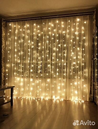 Гирлянда штора 2*2 на окно