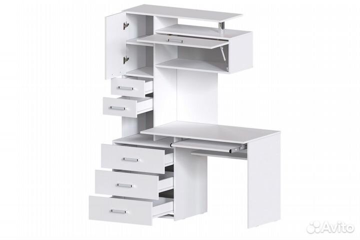 Компьютерный стол со шкафами белый