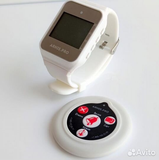 Комплекты вызова персонала: кнопка вызова и часы