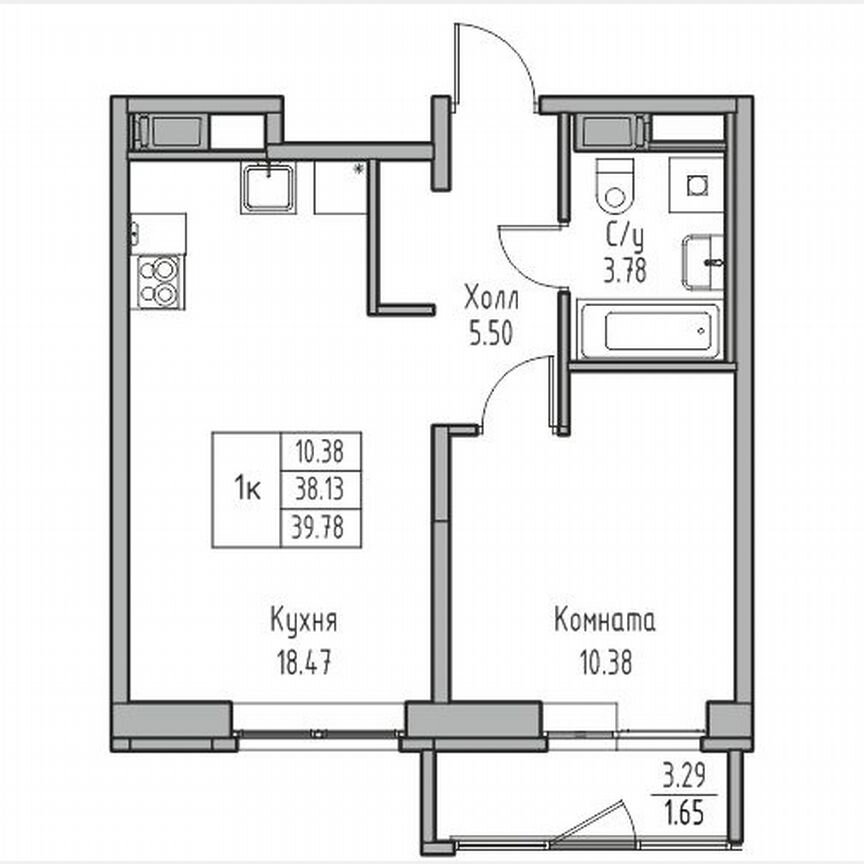 1-к. квартира, 39,8 м², 19/23 эт.