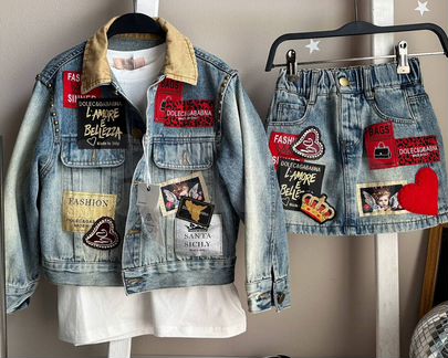 Комплект: джинсовая куртка и юбка 116-146