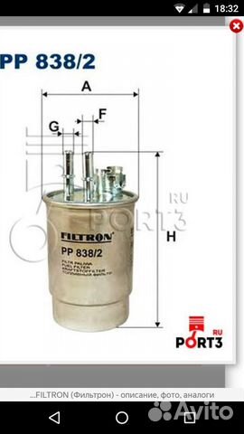 Фильтр топливный filtron pp 838/2 Ford Transit