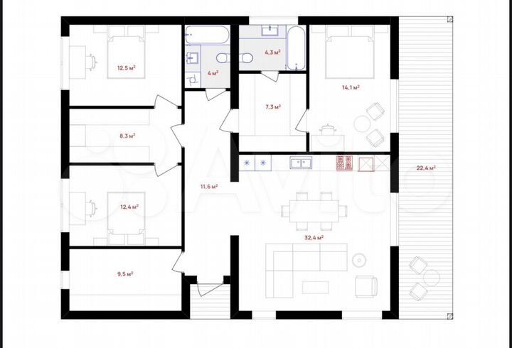 Дом 130 м² на участке 4,5 сот.