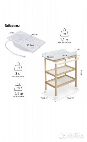 Пеленальный столик с ванночкой Happy Baby