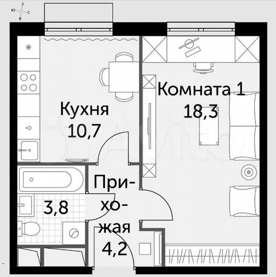 1-к. квартира, 37 м², 7/12 эт.