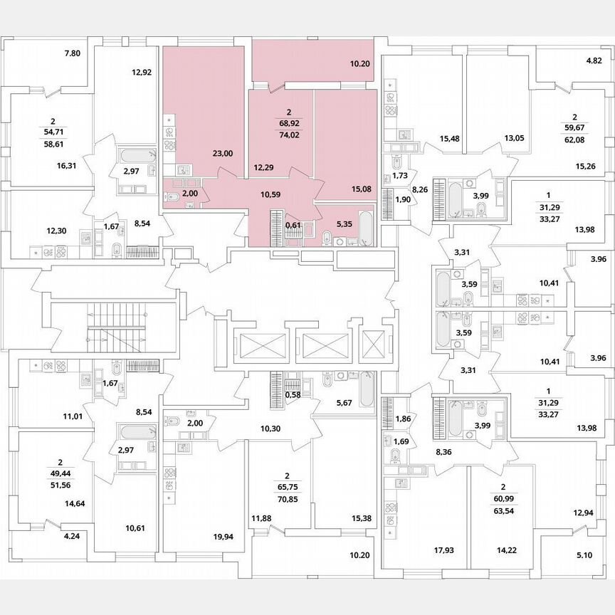 2-к. квартира, 74 м², 15/18 эт.