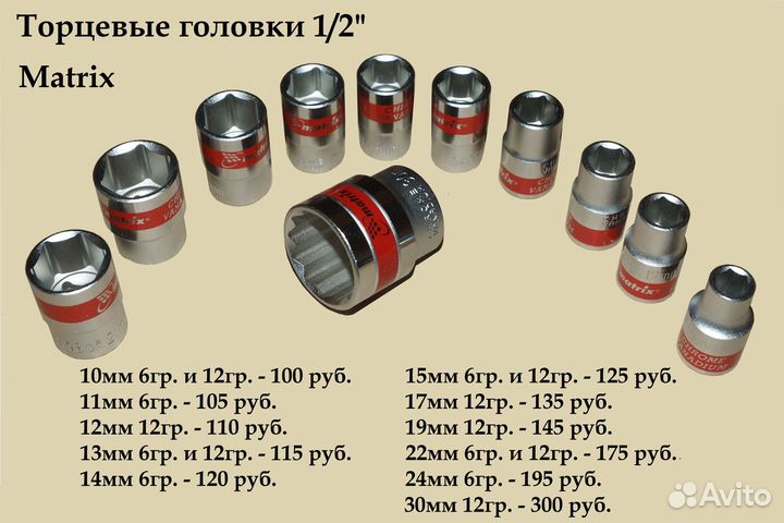 Набор удлиненных торцевых головок вороток 1/2