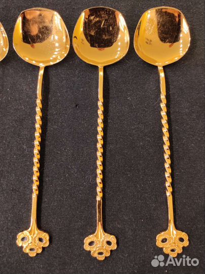 Комплект ложек совочков мельхиор позолота Таллин