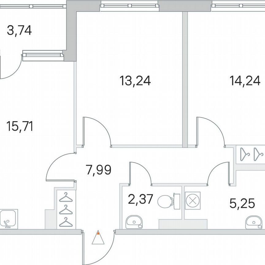 2-к. квартира, 60,7 м², 1/5 эт.