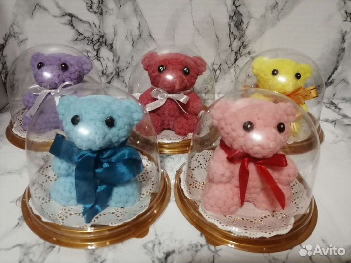 Мишка из роз из мыла