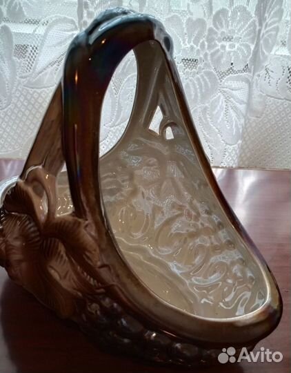 Винтажная керамическая ваза-корзина