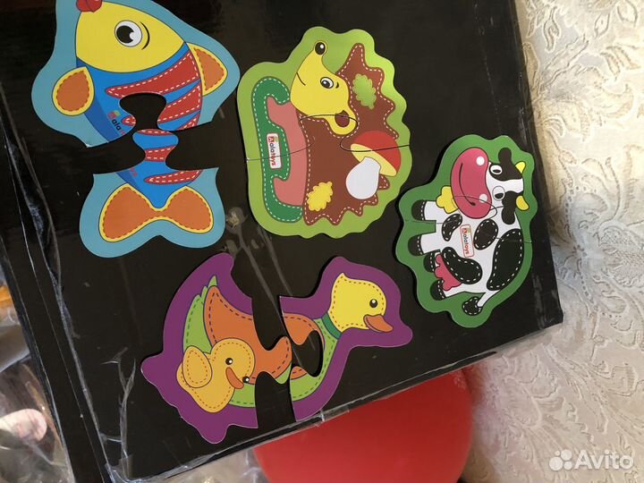 Пазлы деревянные и кубики деревянные