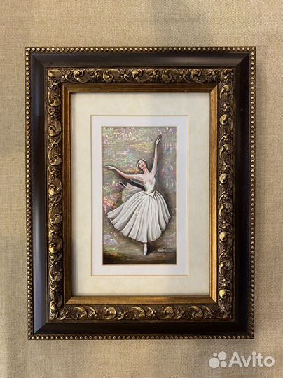 Панно картина на перламутре «Балерина»