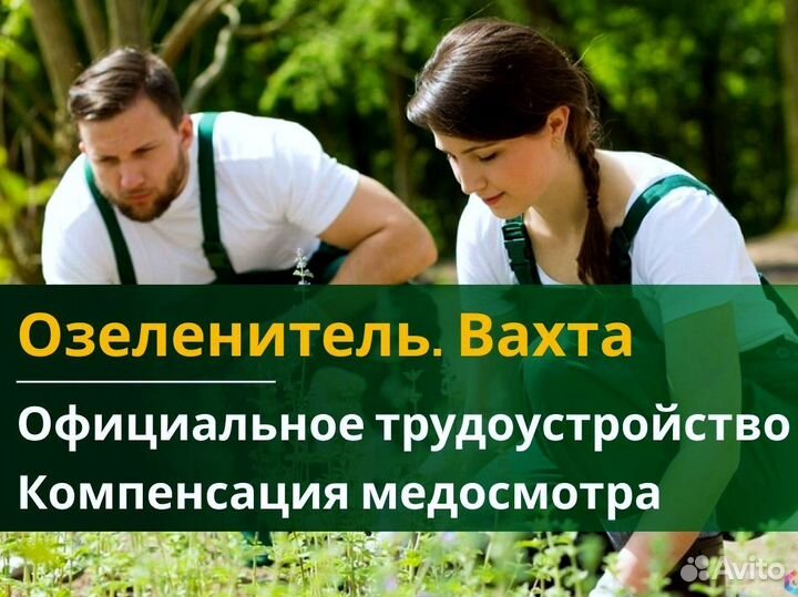 Вахта 60/30 Жильё питание (Озеленитель )