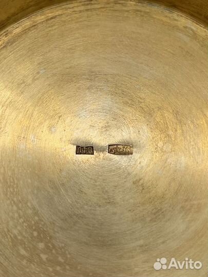 Винтажная серебряная сахарница с эмалью, СССР