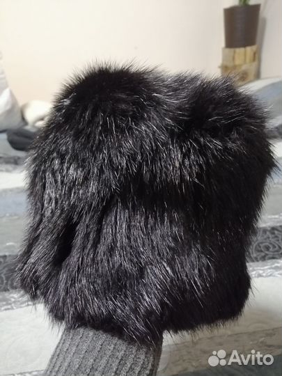 Шапка из норки, вязаная