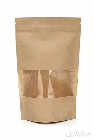 Пакеты дой-пак крафт с окном и без окна