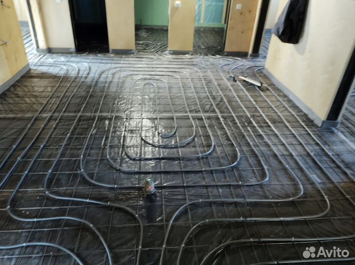 Монтаж теплого пола, систем водоснабжения