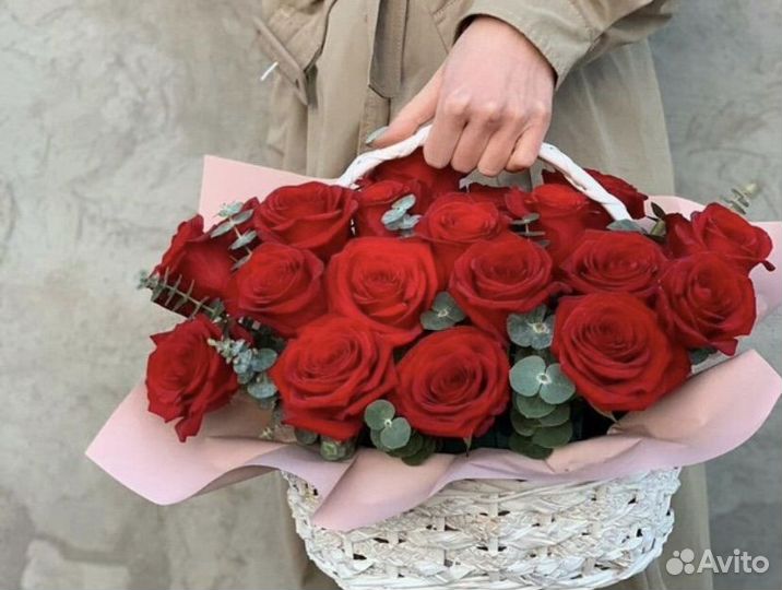 Цветы корзина 101 роза