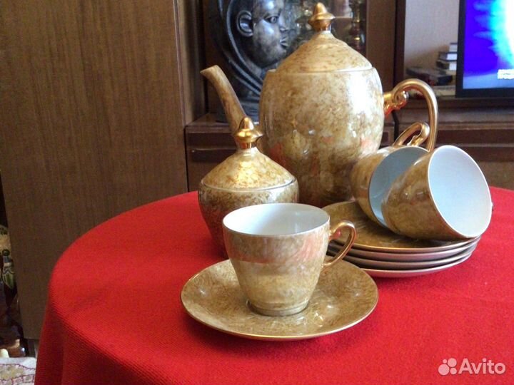 Кофейный сервиз перламутровый винтаж Поольша