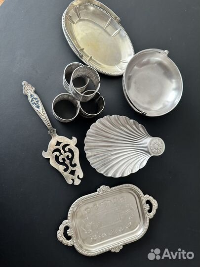 Мельхиор СССР икорница, кольца, конфетница