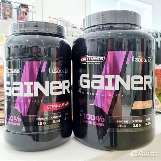 Гейнер Gainer + Креатин аll Mass 3000гр без caxapa