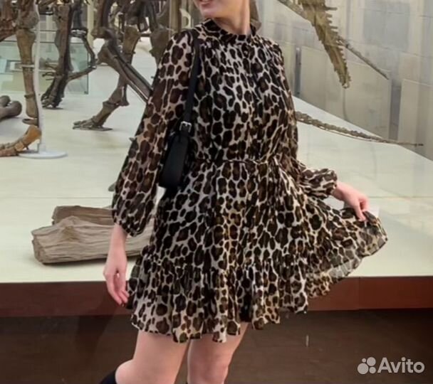 Платье babydoll женское леопардовое