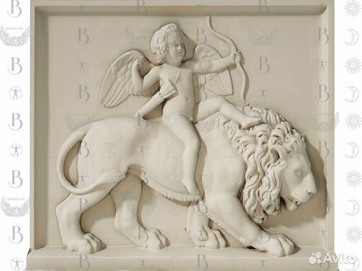 Барельеф Купидон верхом на льве 1,6/1,6м