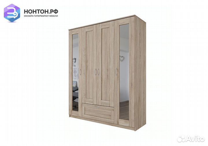 Шкаф четырехстворчатый Сириус дуб сонома с одним я
