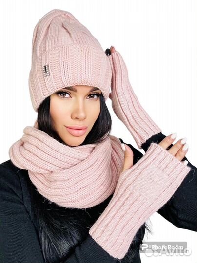 Комплект шапка и снуд зимний женский
