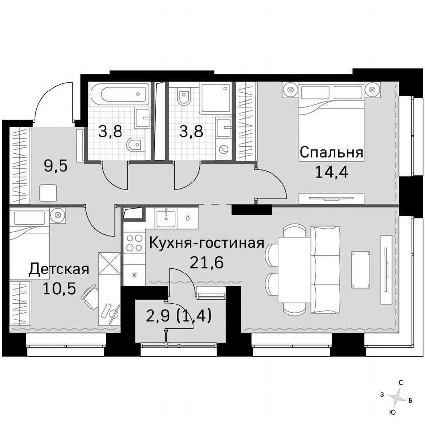 2-к. квартира, 65 м², 26/26 эт.