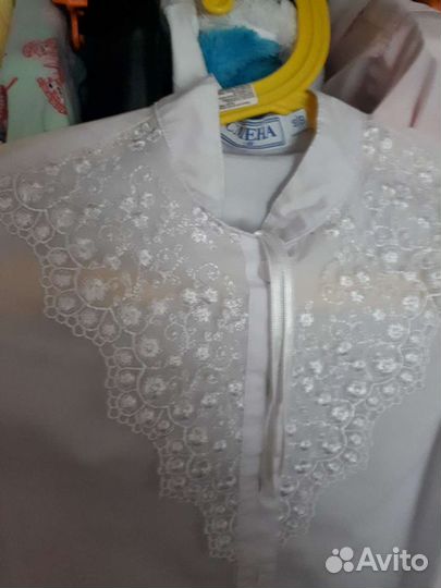 Блузка для девочки, белая (школа)