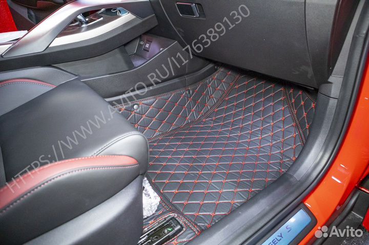 Ковры из экокожи в салон с прострочкой