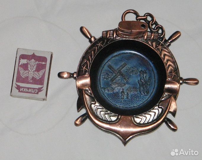 Пепельница медная зажигалка