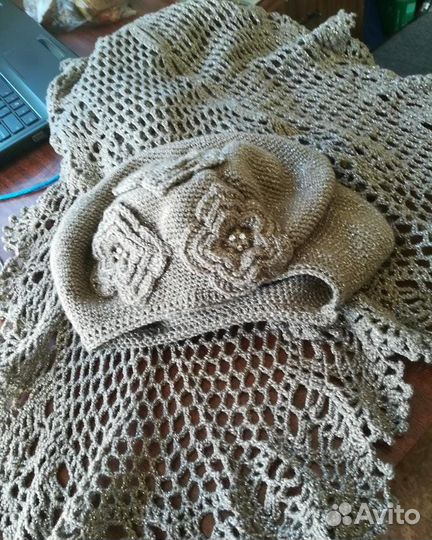 Шикарный ажурный палантин и красивый берет