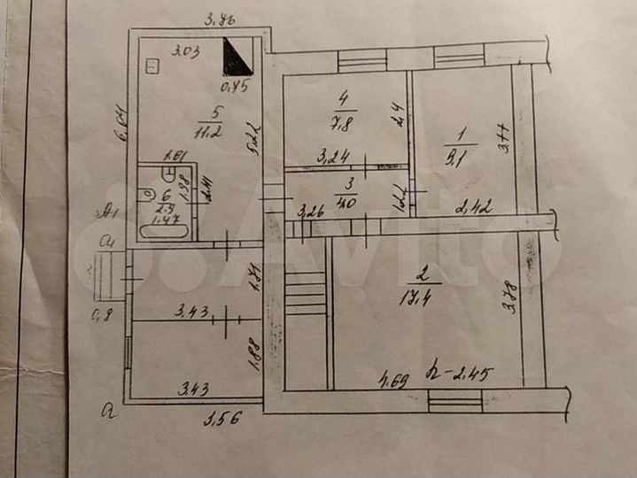 3-к. квартира, 64,7 м², 1/2 эт.