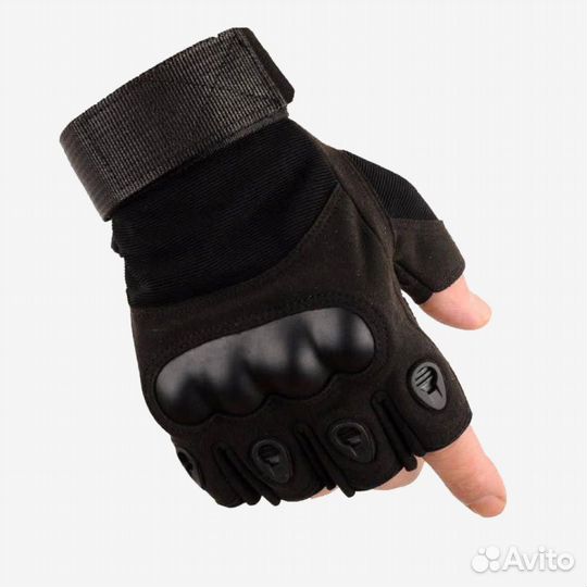 Тактические перчатки мужские беспалые Черные