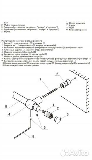 Рейлинг на кухню античная бронза