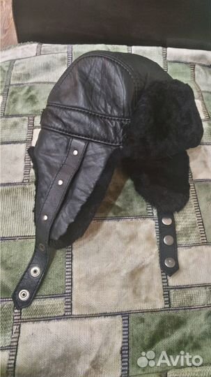 Шапка натуральная кожа, натуральный мех