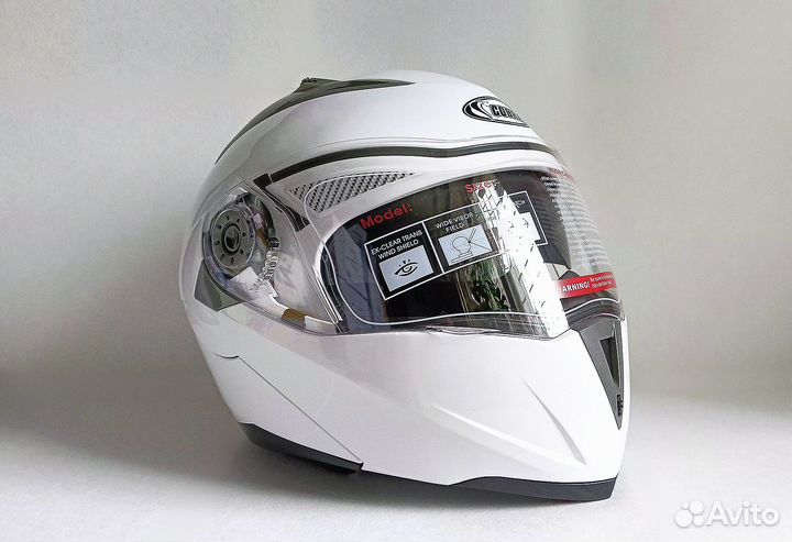 Шлем модуляр белый S, M, L, XL Cobra