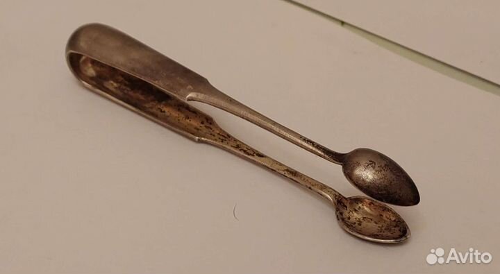 Антикварные щипцы для сахара серебро 84