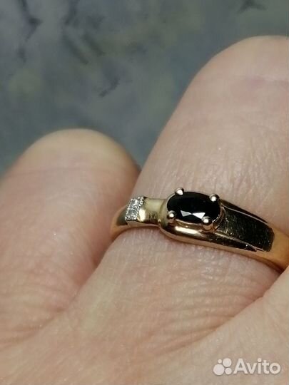 Золотое кольцо585 сапфир бриллиант