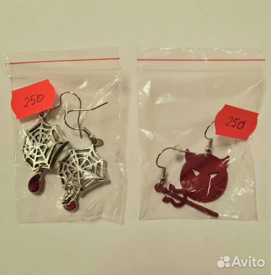 Серьги на хеллоуин (чертик, паутина)
