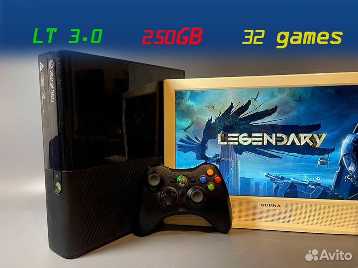 Xbox360 E LT 3.0 250GB + 32 игры
