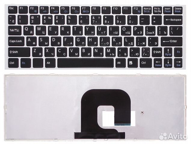 Клавиатура Sony VPC-YA черная с серебристой рамкой