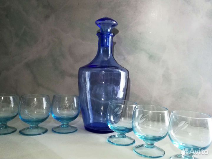 Графин с рюмками Богемия, цветное