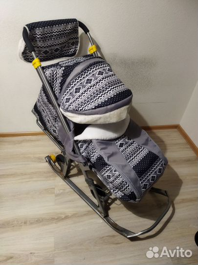 Детские санки коляска с колесами бу