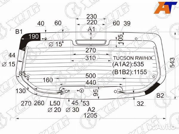 Стекло заднее hyundai tucson