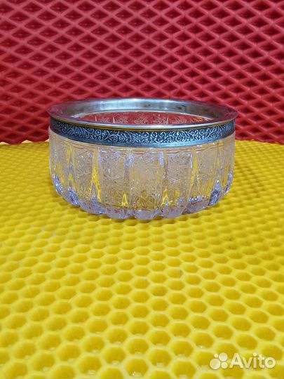 Конфетница хрусталь СССР с серебром 875